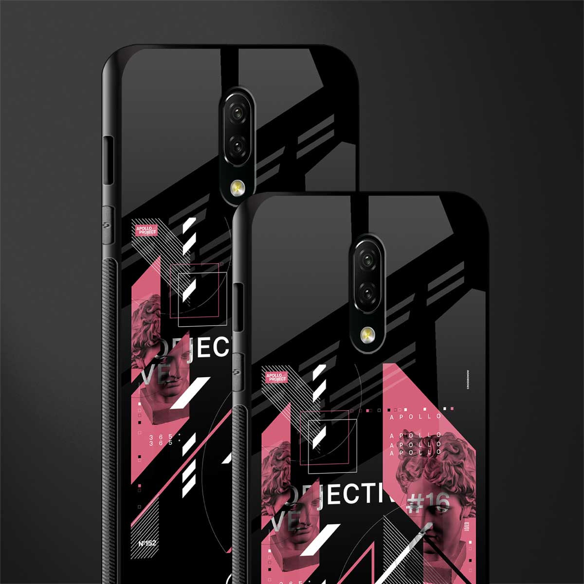 apollo project aesthetic pink and black glass case for oneplus 7 image-2