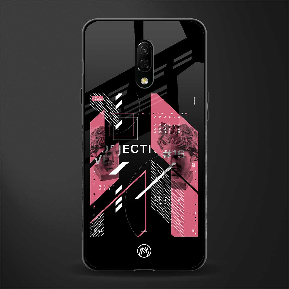apollo project aesthetic pink and black glass case for oneplus 7 image