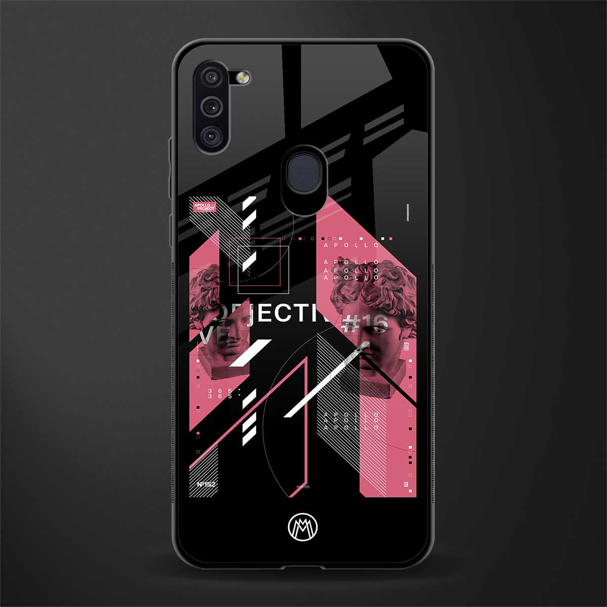 apollo project aesthetic pink and black glass case for samsung galaxy m11 image