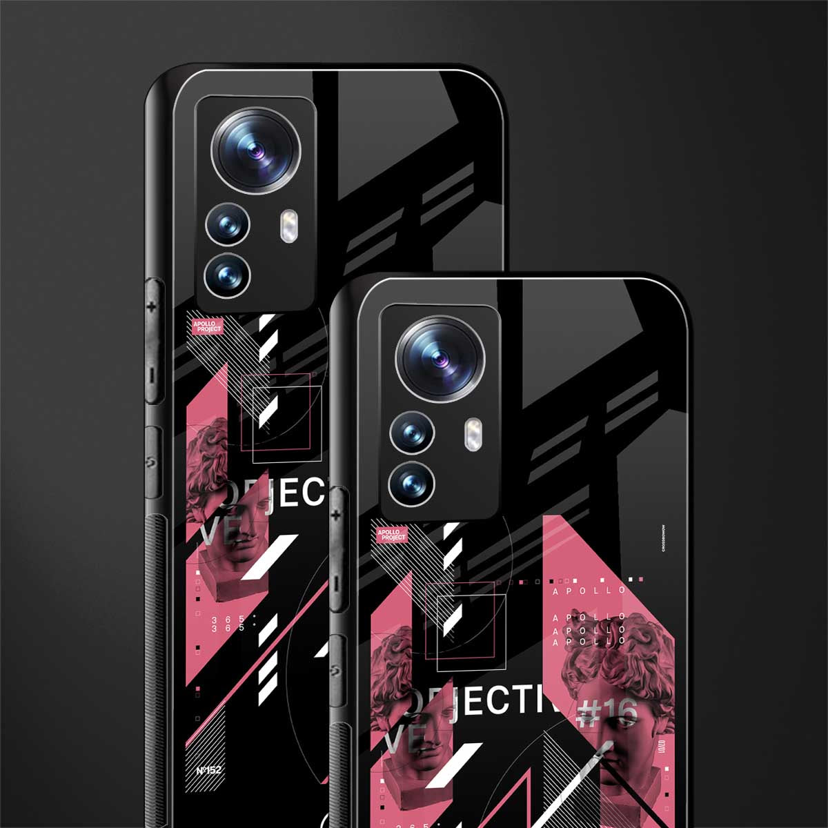 apollo project aesthetic pink and black back phone cover | glass case for xiaomi 12 pro