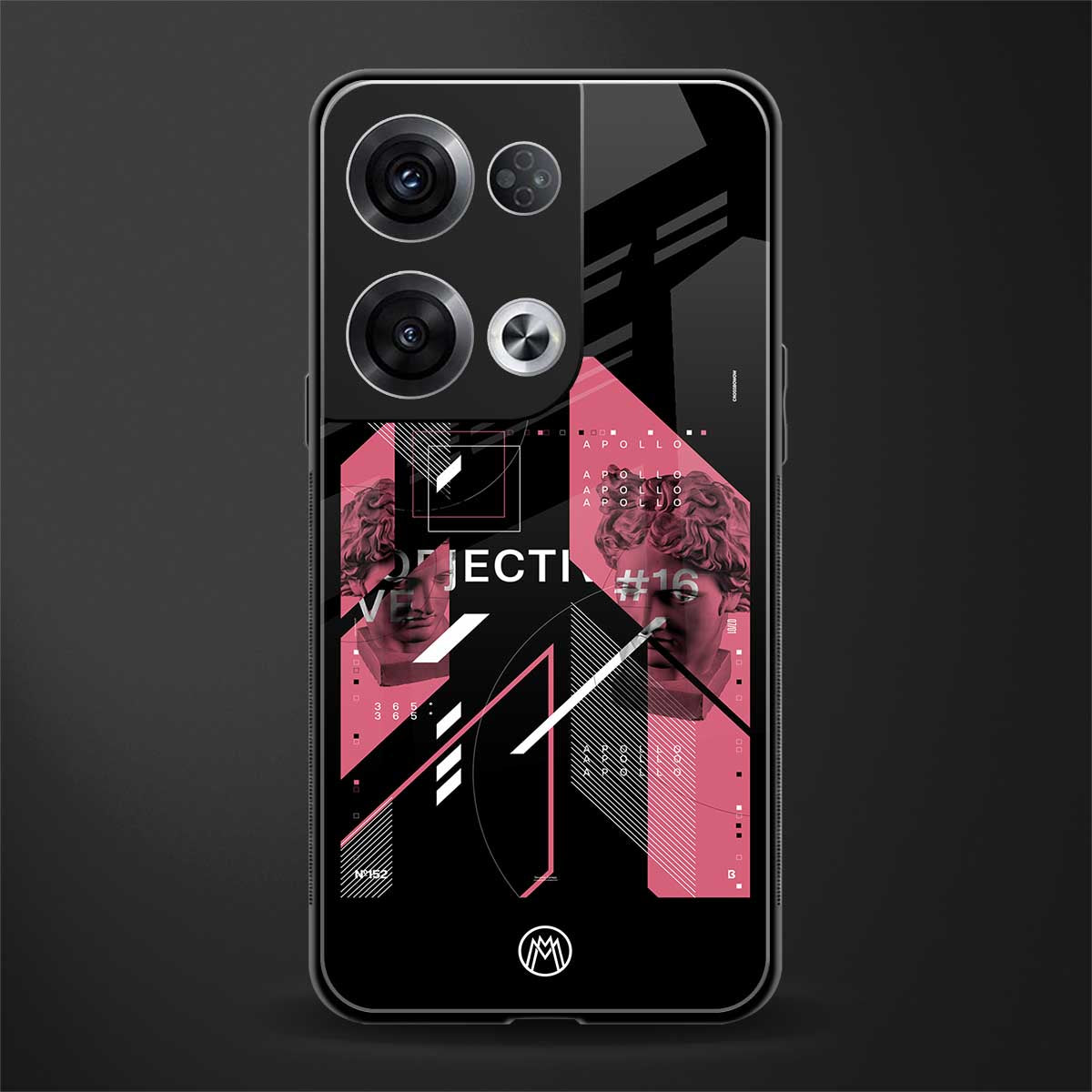 apollo project aesthetic pink and black back phone cover | glass case for oppo reno 8