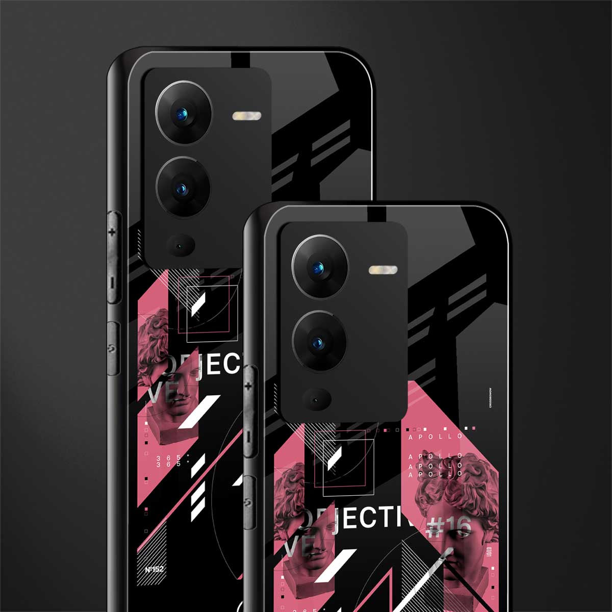 apollo project aesthetic pink and black back phone cover | glass case for vivo v25 pro 5g
