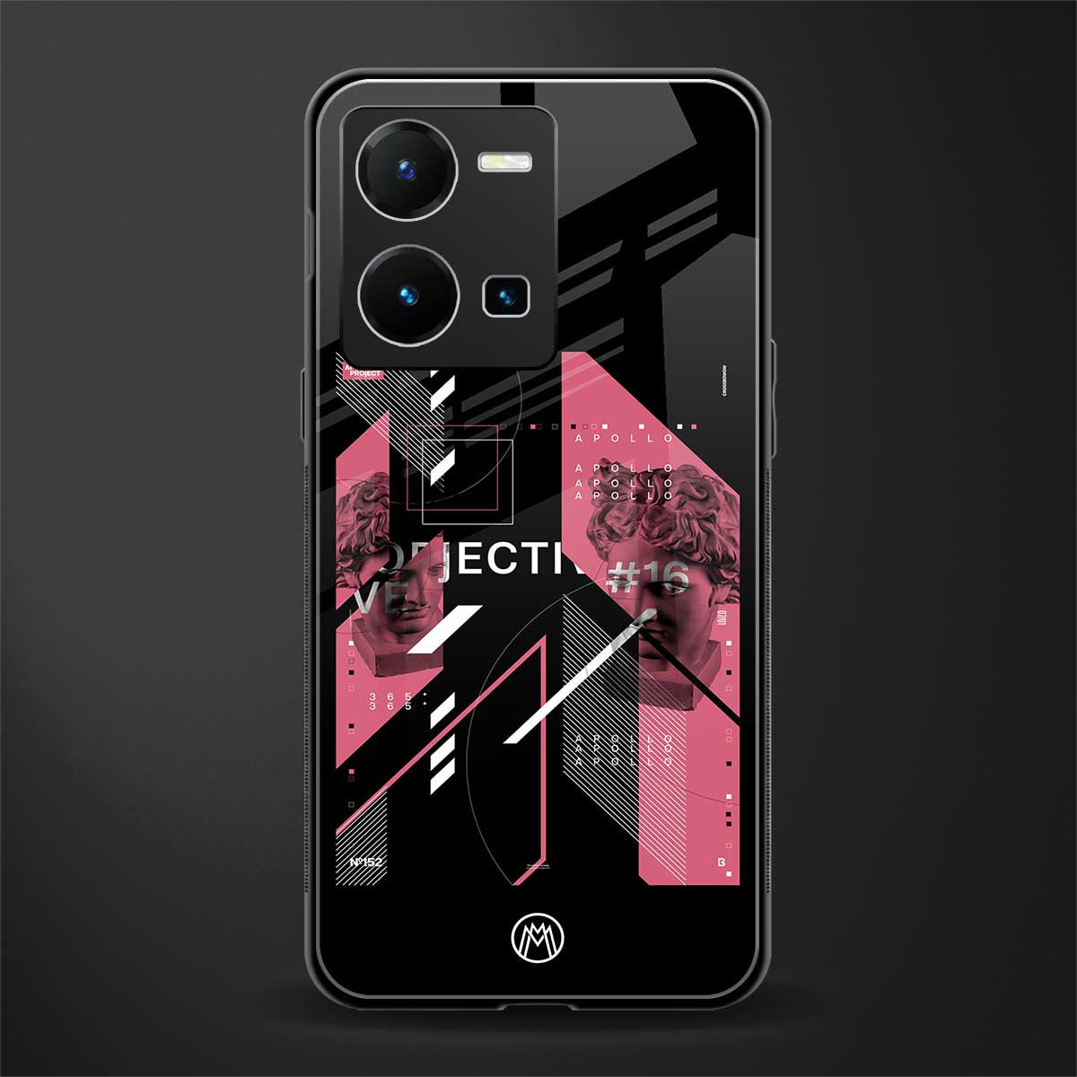 apollo project aesthetic pink and black back phone cover | glass case for vivo y35 4g