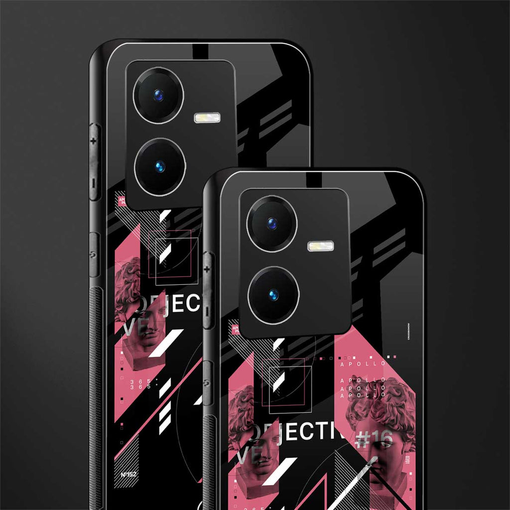 apollo project aesthetic pink and black back phone cover | glass case for vivo y22