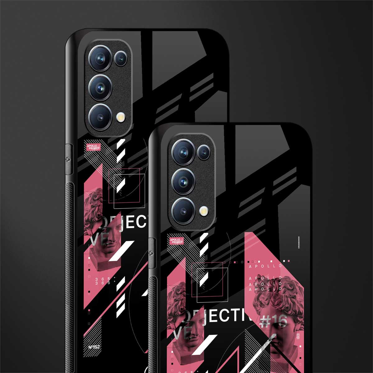 apollo project aesthetic pink and black back phone cover | glass case for oppo reno 5