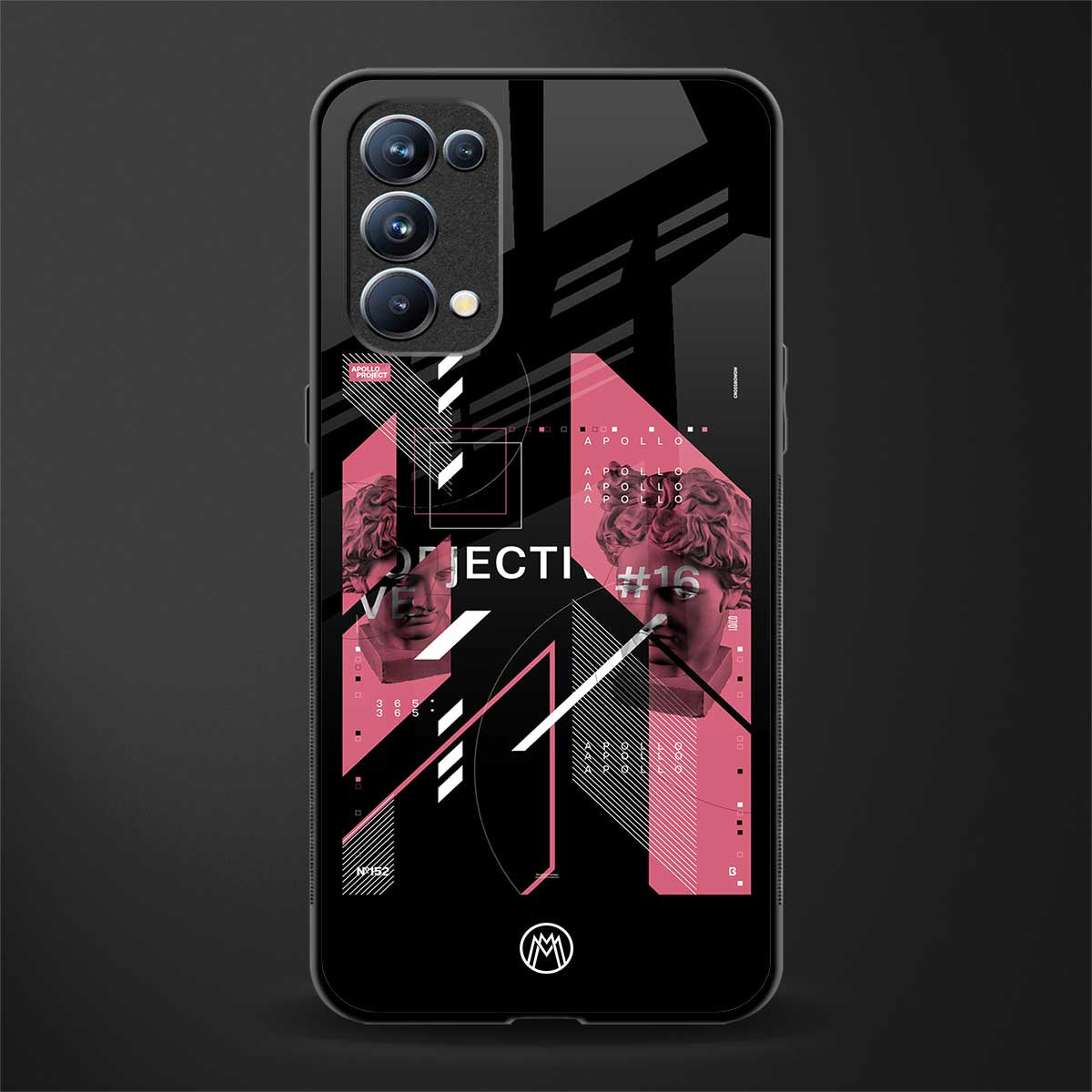 apollo project aesthetic pink and black back phone cover | glass case for oppo reno 5