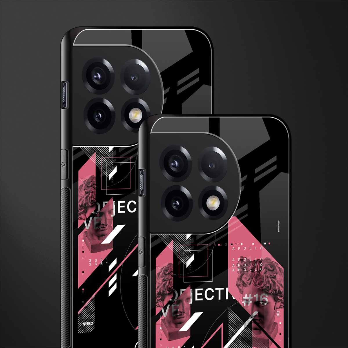 apollo project aesthetic pink and black back phone cover | glass case for oneplus 11r