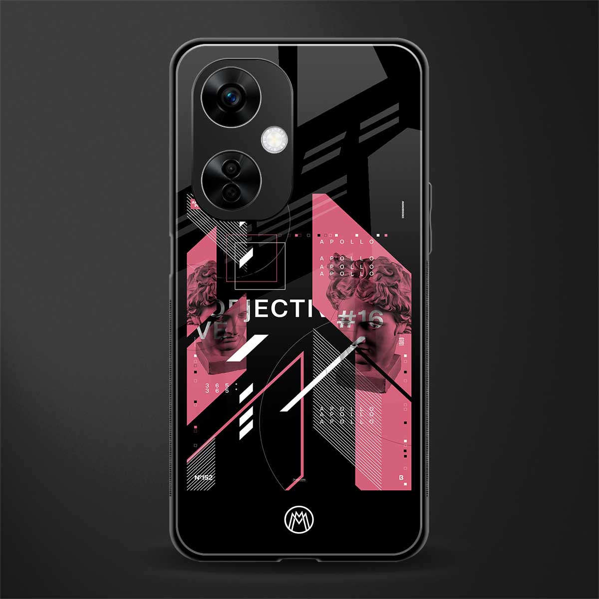 apollo project aesthetic pink and black back phone cover | glass case for oneplus nord ce 3 lite