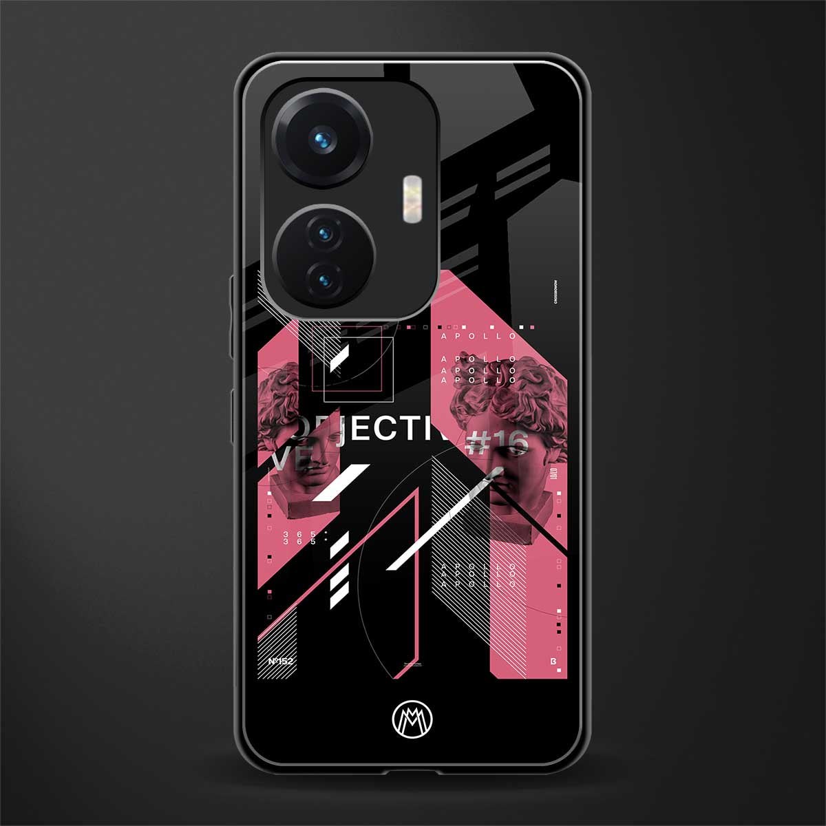 apollo project aesthetic pink and black back phone cover | glass case for vivo t1 44w 4g