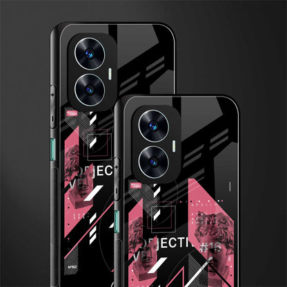 apollo project aesthetic pink and black back phone cover | glass case for realme c55