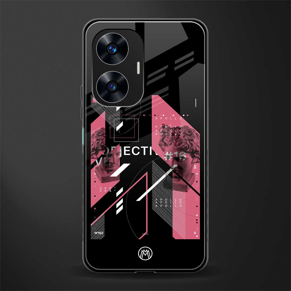 apollo project aesthetic pink and black back phone cover | glass case for realme c55