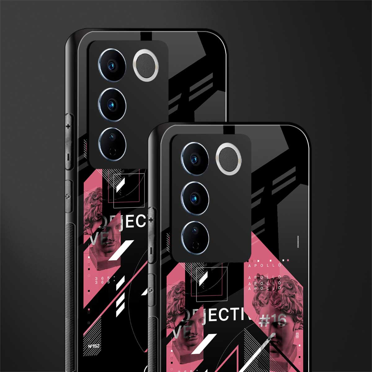 apollo project aesthetic pink and black back phone cover | glass case for vivo v27 pro 5g