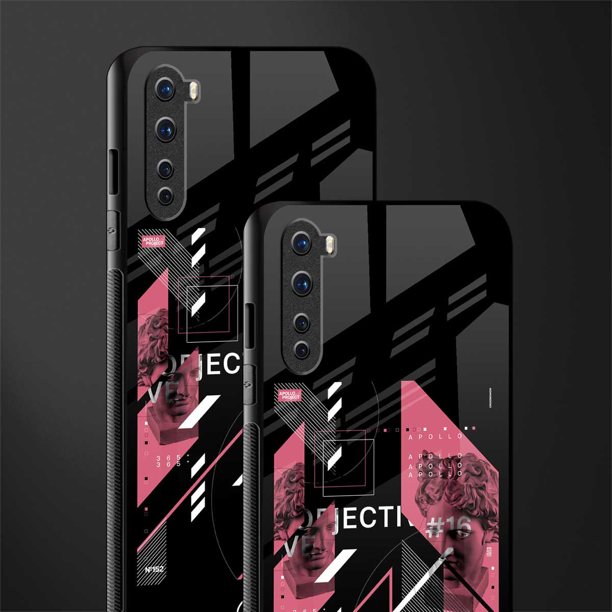 apollo project aesthetic pink and black glass case for oneplus nord ac2001 image-2