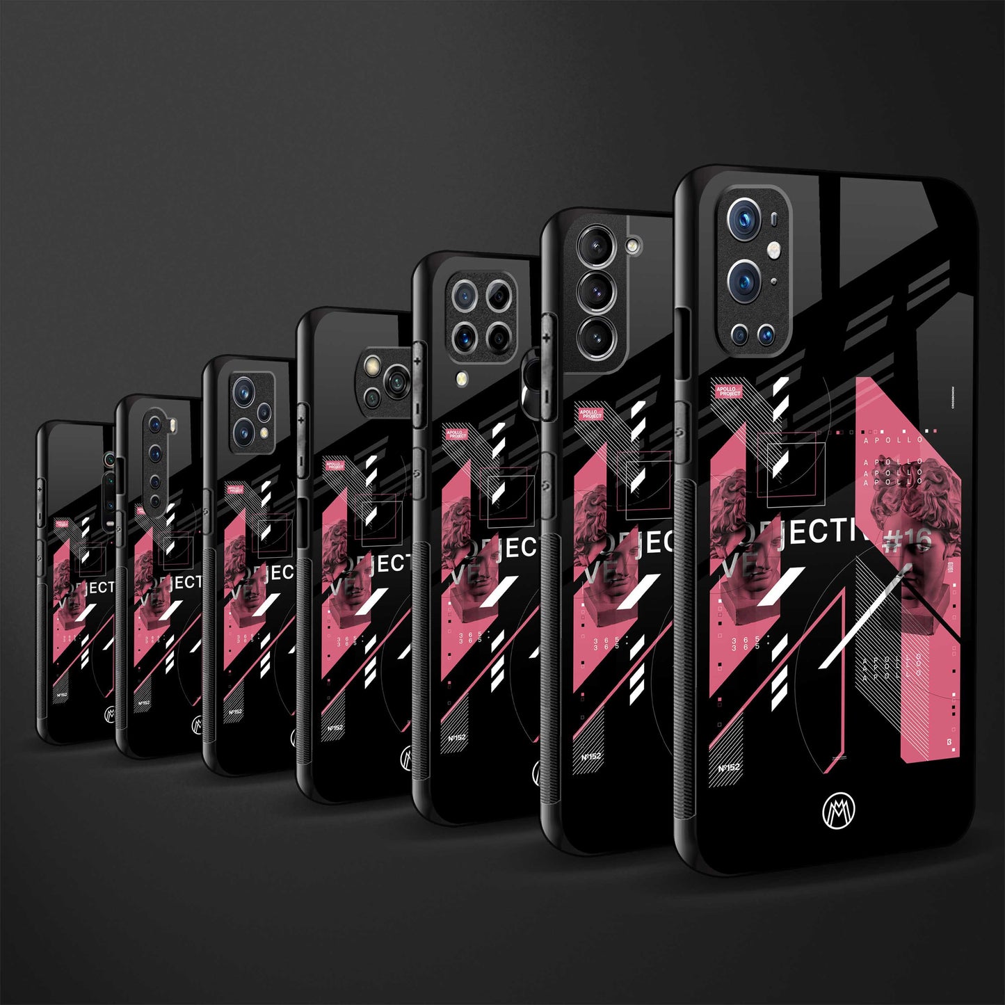 apollo project aesthetic pink and black glass case for redmi note 9 image-3