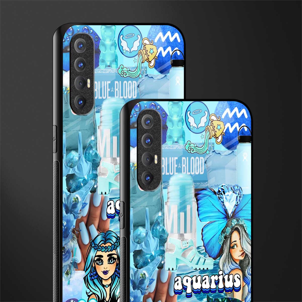 aquarius aesthetic collage glass case for oppo reno 3 pro image-2