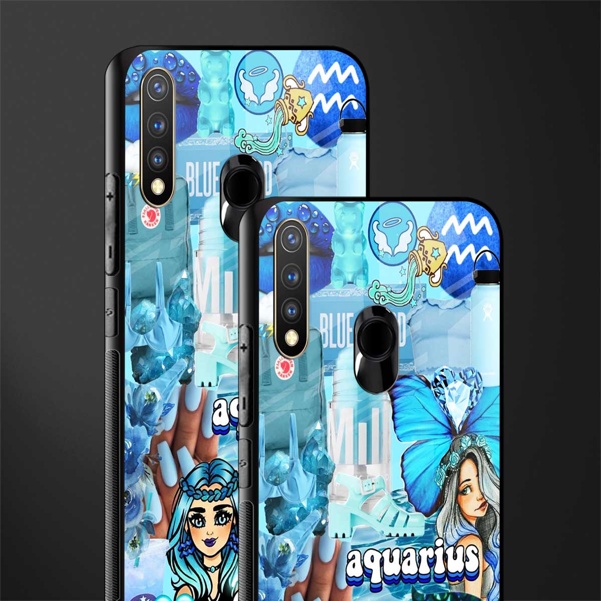 aquarius aesthetic collage glass case for vivo y19 image-2