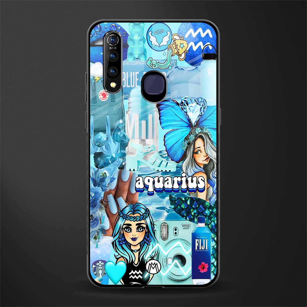 aquarius aesthetic collage glass case for vivo z1 pro image