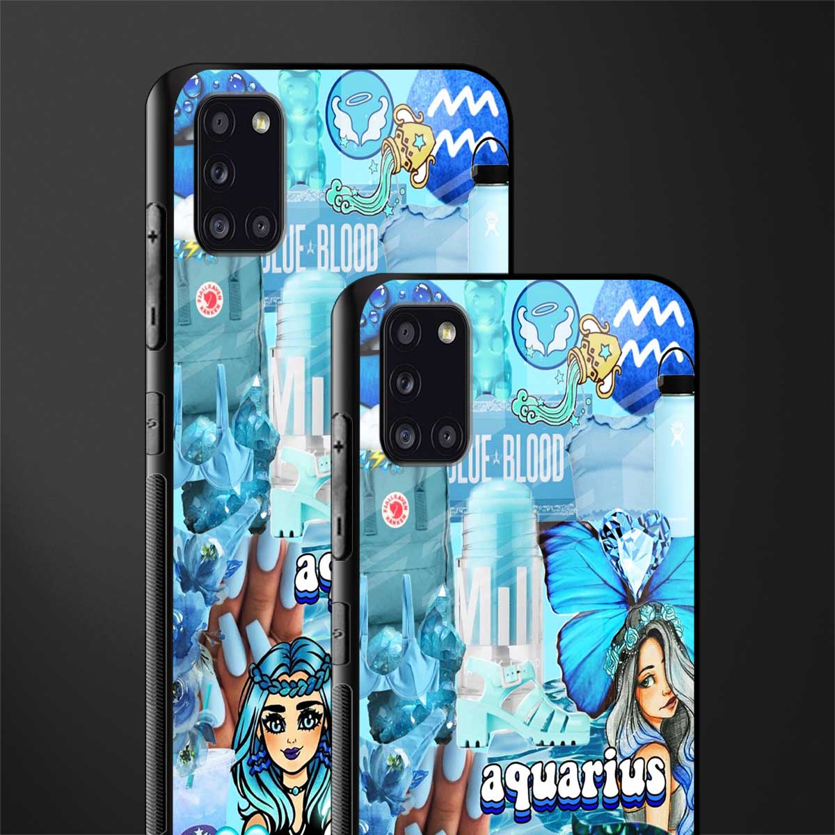 aquarius aesthetic collage glass case for samsung galaxy a31 image-2