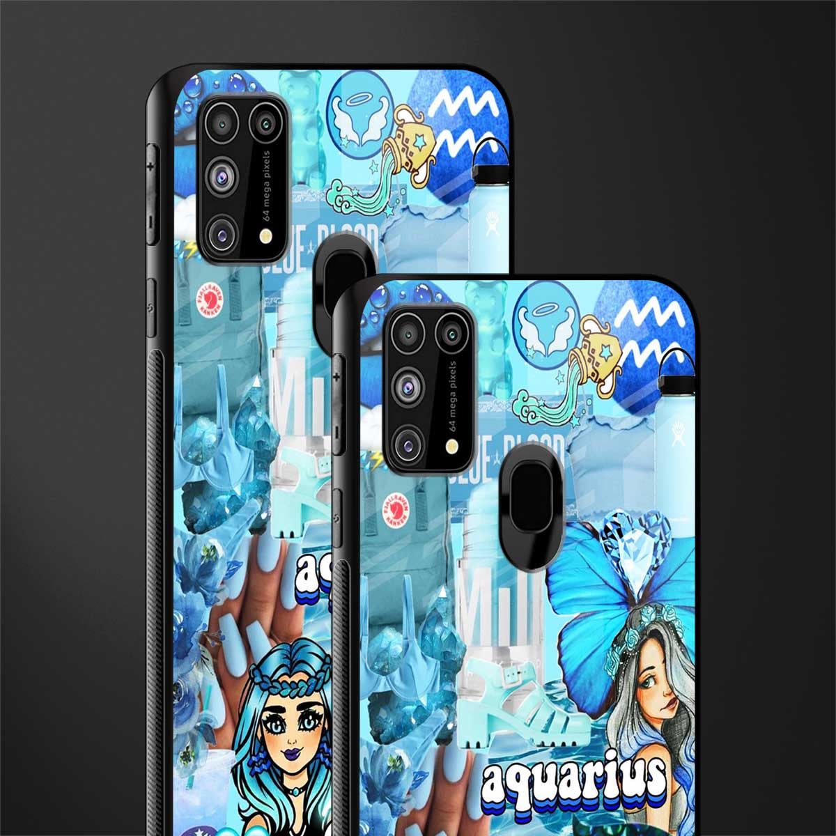 aquarius aesthetic collage glass case for samsung galaxy m31 prime edition image-2