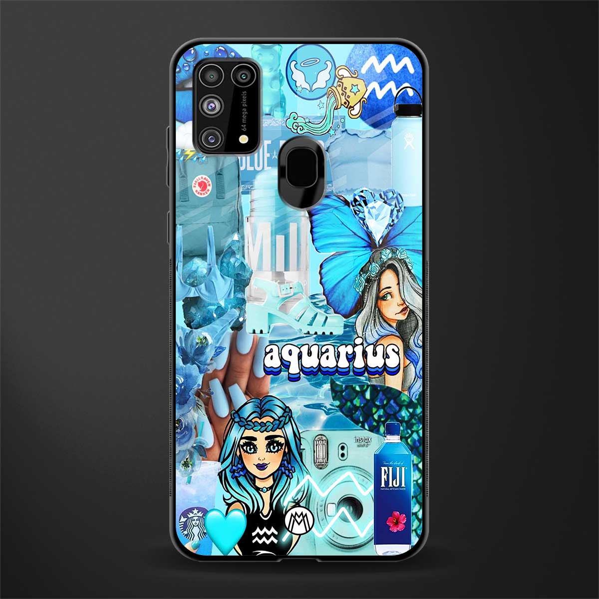 aquarius aesthetic collage glass case for samsung galaxy m31 prime edition image