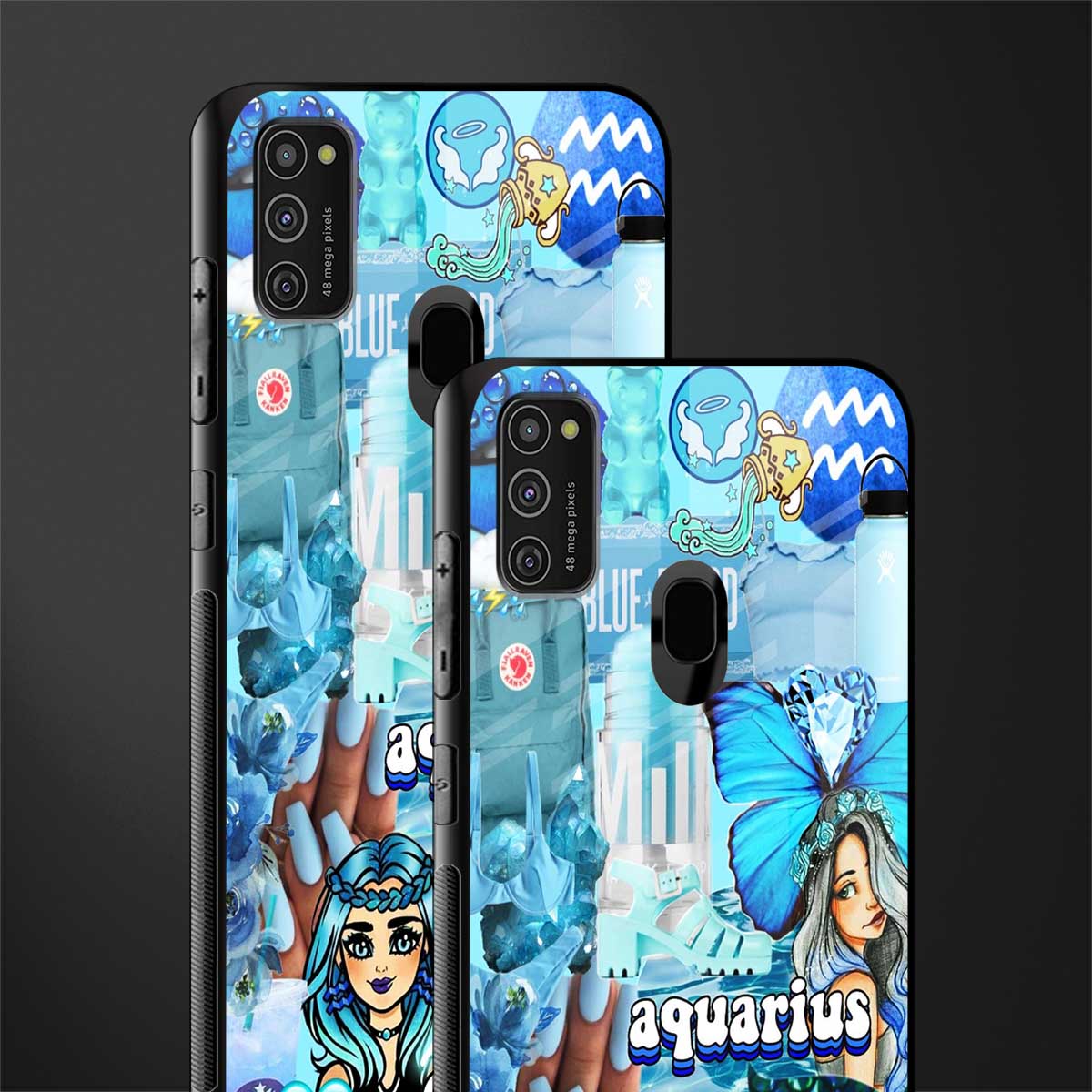 aquarius aesthetic collage glass case for samsung galaxy m21 image-2
