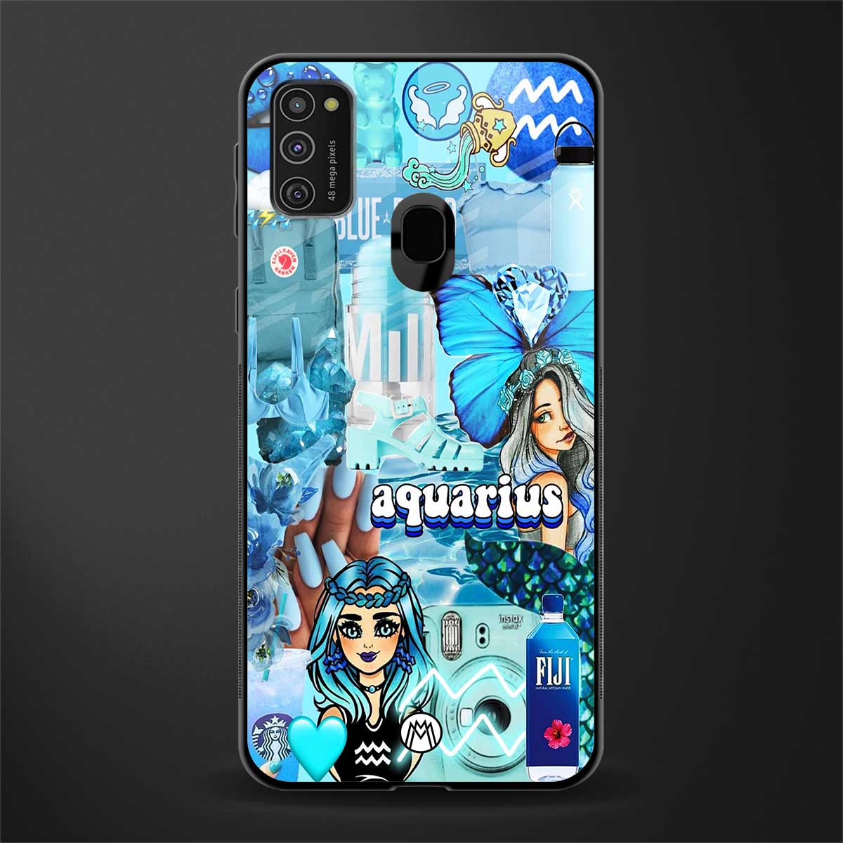 aquarius aesthetic collage glass case for samsung galaxy m21 image