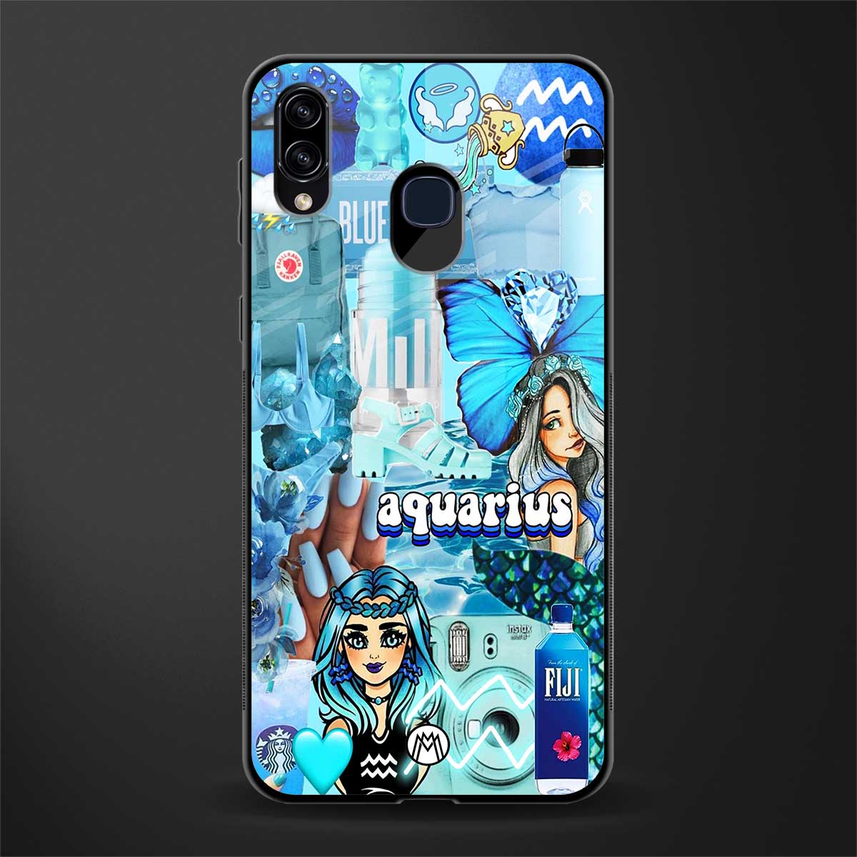aquarius aesthetic collage glass case for samsung galaxy a20 image
