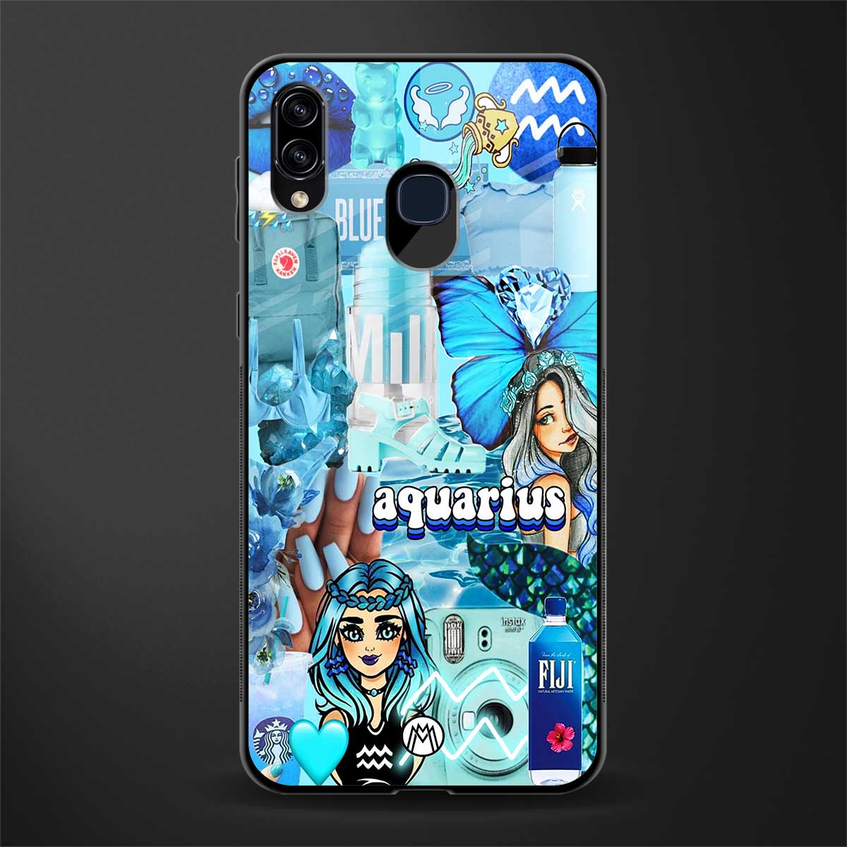 aquarius aesthetic collage glass case for samsung galaxy a30 image