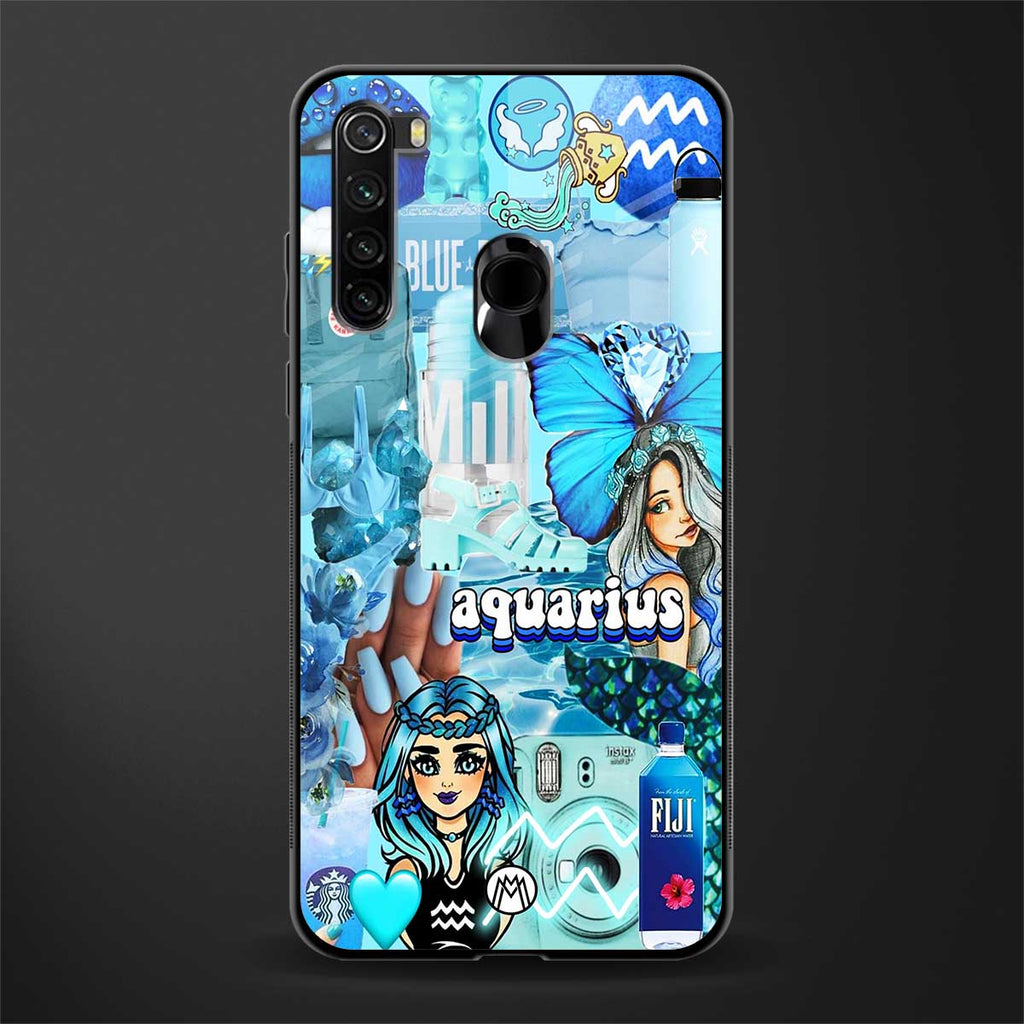 aquarius aesthetic collage glass case for redmi note 8 image