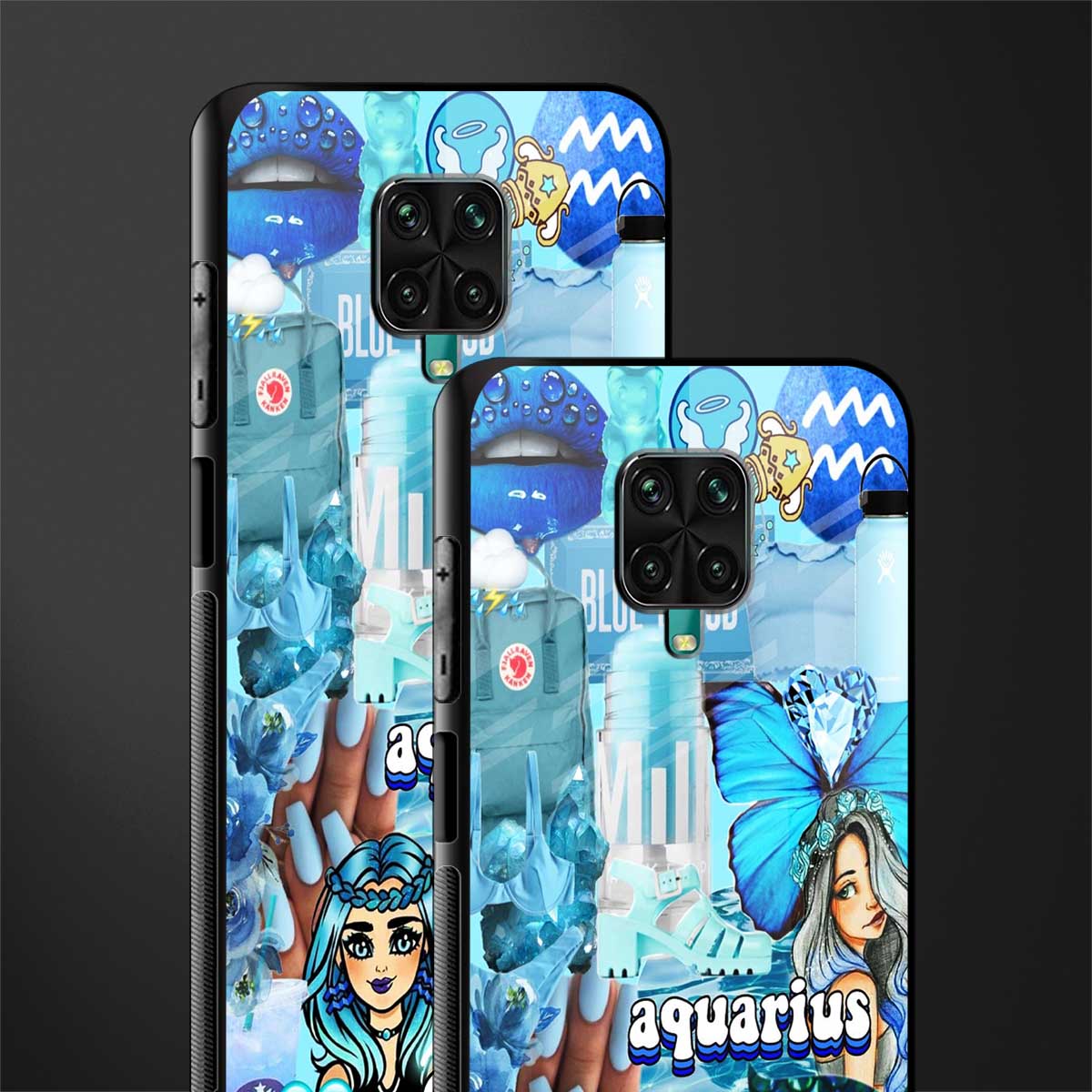 aquarius aesthetic collage glass case for redmi note 9 pro image-2