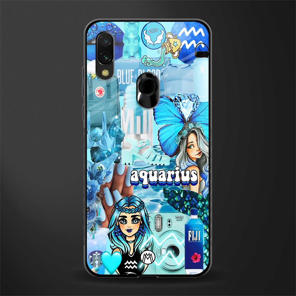 aquarius aesthetic collage glass case for redmi note 7s image