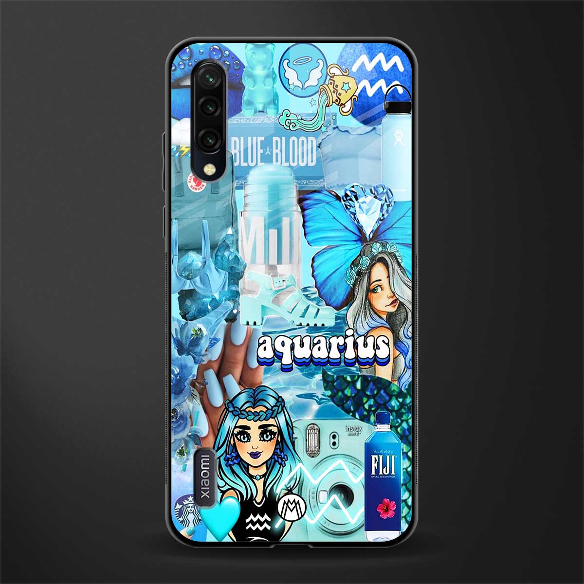 aquarius aesthetic collage glass case for mi a3 redmi a3 image