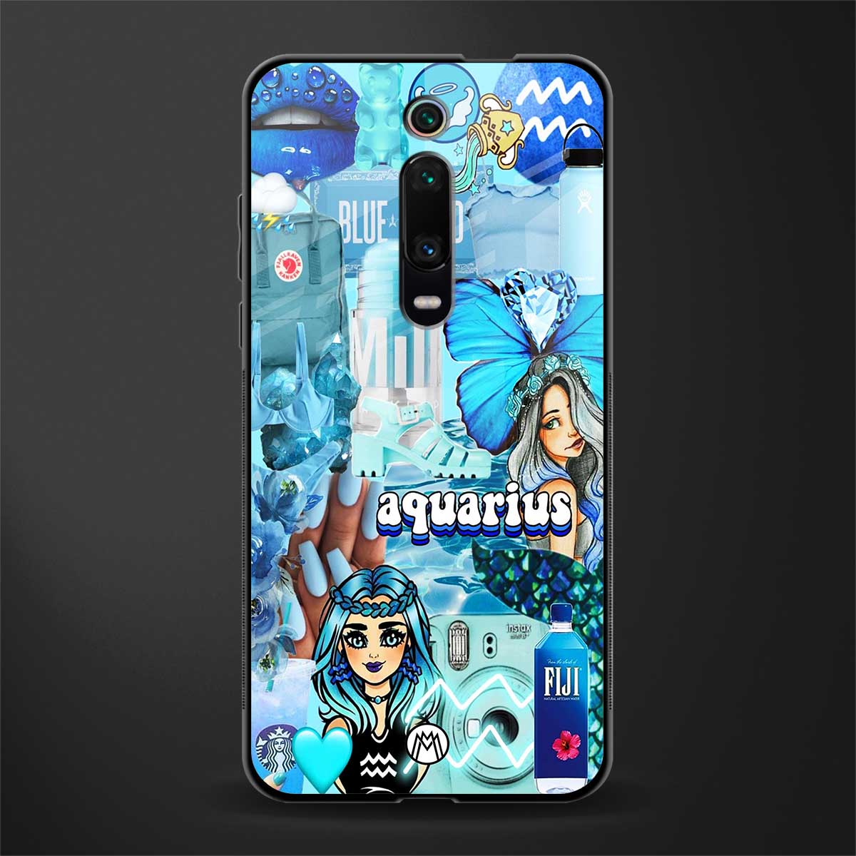 aquarius aesthetic collage glass case for redmi k20 image