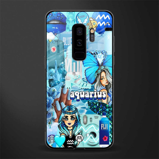 aquarius aesthetic collage glass case for samsung galaxy s9 plus image
