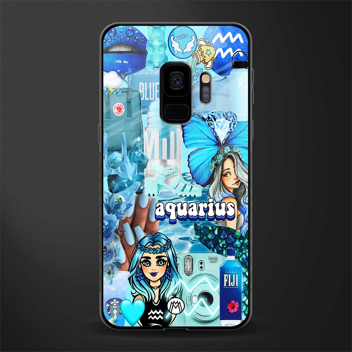aquarius aesthetic collage glass case for samsung galaxy s9 image