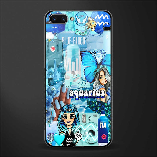 aquarius aesthetic collage glass case for oppo a3s image