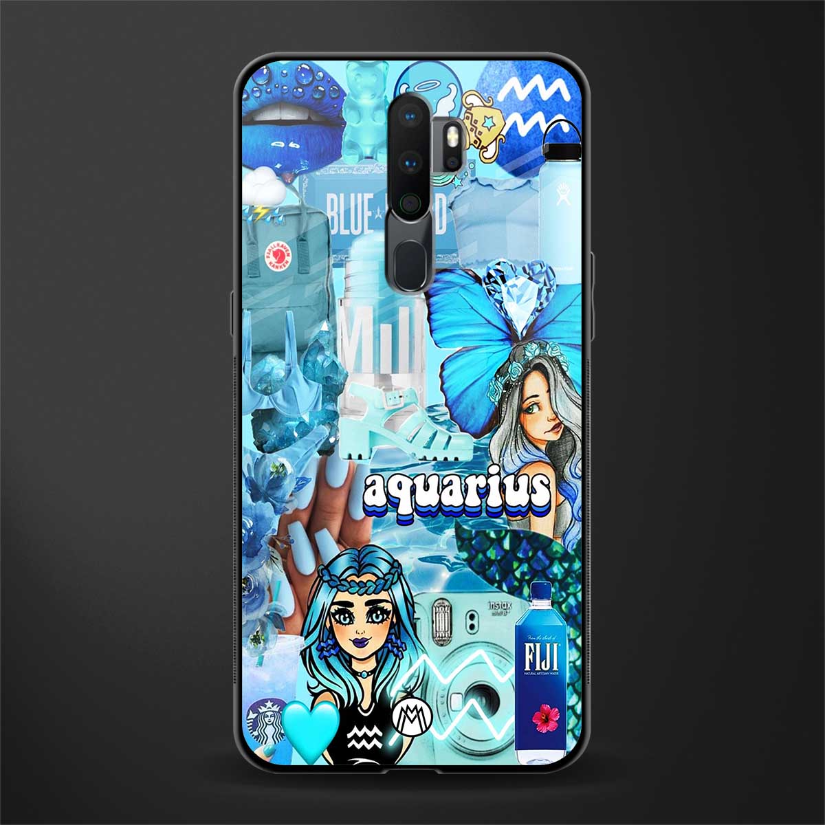 aquarius aesthetic collage glass case for oppo a9 2020 image