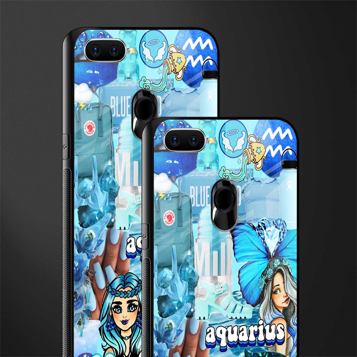 aquarius aesthetic collage glass case for oppo a12 image-2