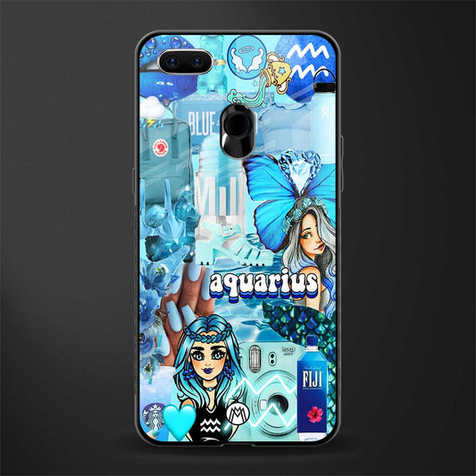 aquarius aesthetic collage glass case for oppo a5s image