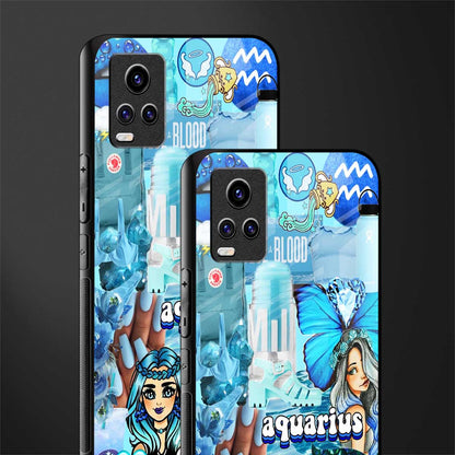 aquarius aesthetic collage back phone cover | glass case for vivo y73
