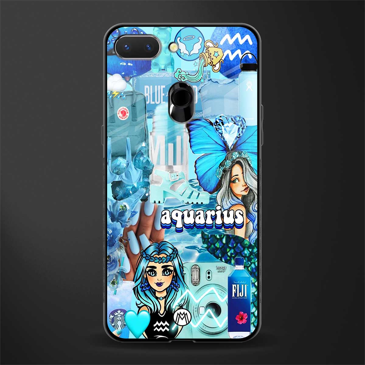 aquarius aesthetic collage glass case for oppo a5 image