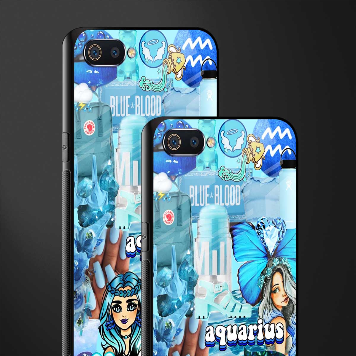 aquarius aesthetic collage glass case for oppo a1k image-2
