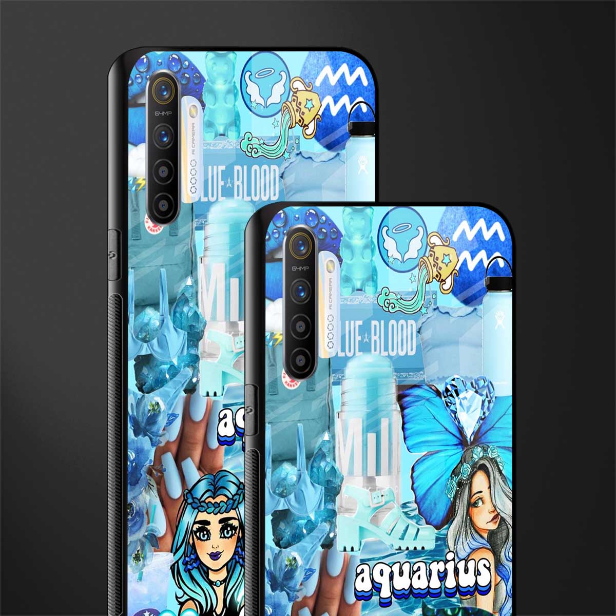 aquarius aesthetic collage glass case for realme xt image-2