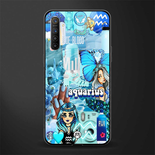 aquarius aesthetic collage glass case for realme xt image