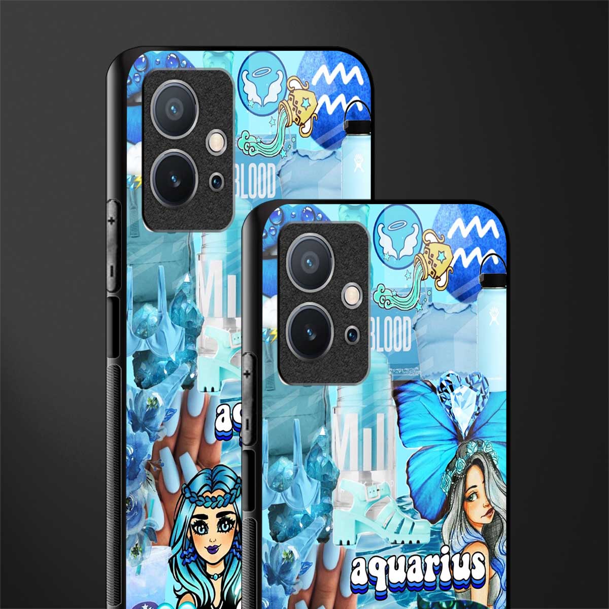 aquarius aesthetic collage glass case for vivo t1 5g image-2