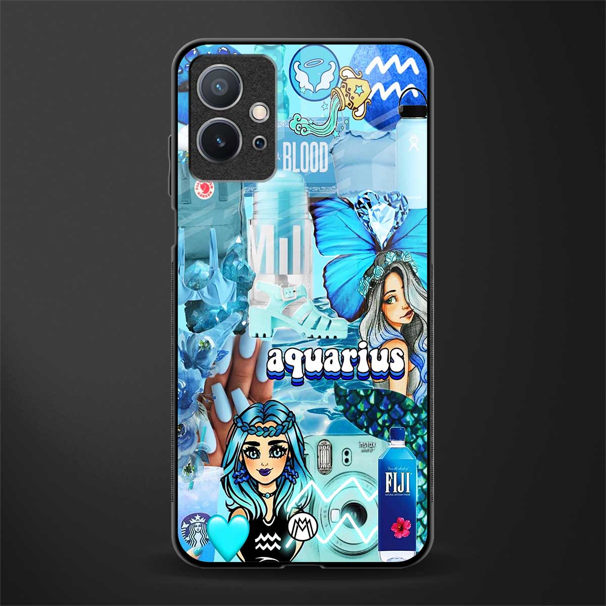 aquarius aesthetic collage glass case for vivo y75 5g image