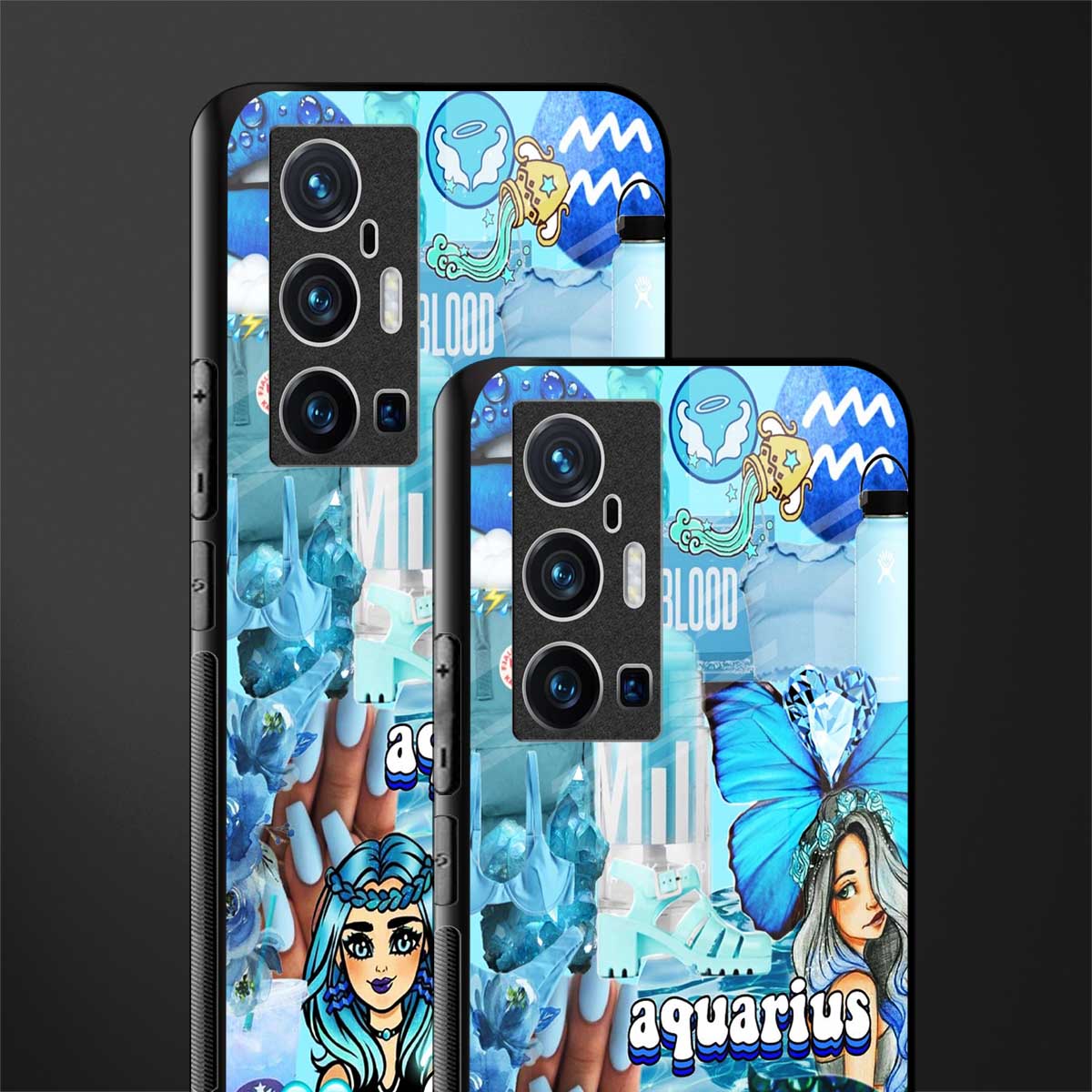 aquarius aesthetic collage glass case for vivo x70 pro plus image-2
