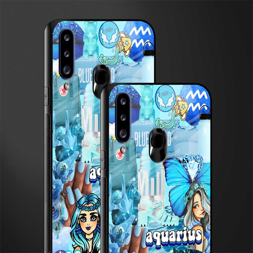 aquarius aesthetic collage glass case for samsung galaxy a20s image-2