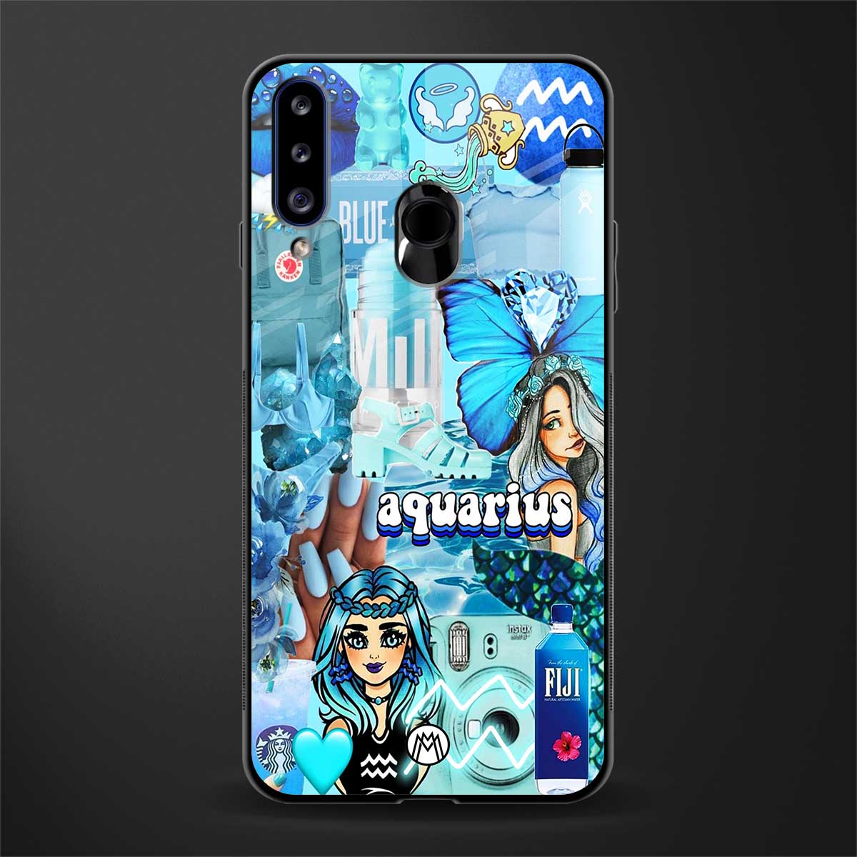 aquarius aesthetic collage glass case for samsung galaxy a20s image