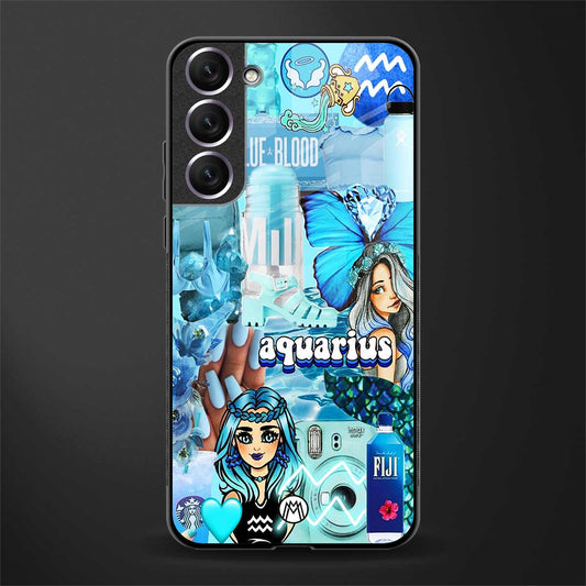 aquarius aesthetic collage glass case for samsung galaxy s21 image